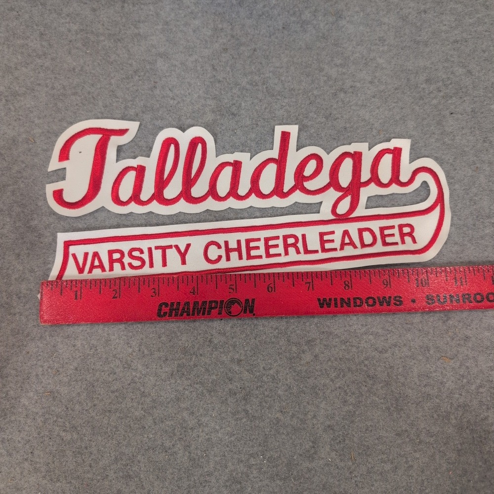 Talladega Varsity Cheerleader Red White Embroidered Letterman Jacket Patch - Picture 2 of 3
